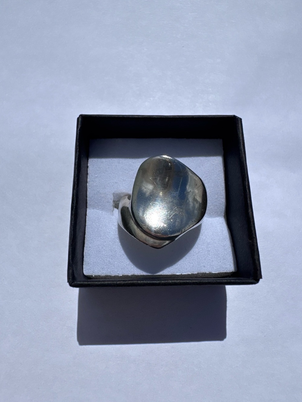Vintage Mexico TO-86 925 Sterling Silver Polished Abstract Chunky Ring